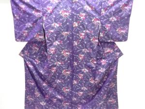 大正ロマン　草花模様織出し銘仙着物